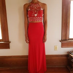 Long Red Dress party prom dress gown